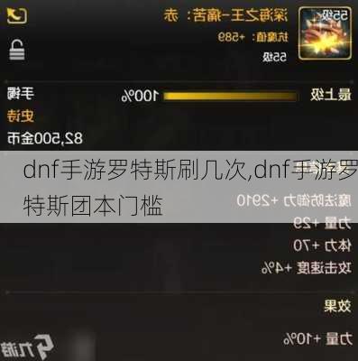 dnf手游罗特斯刷几次,dnf手游罗特斯团本门槛