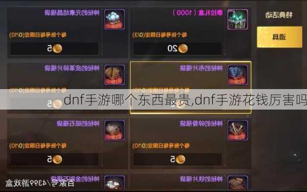 dnf手游哪个东西最贵,dnf手游花钱厉害吗