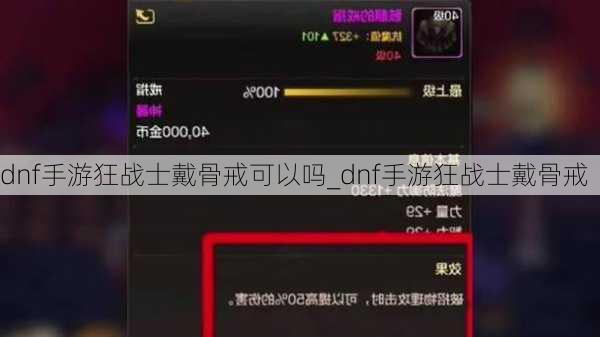 dnf手游狂战士戴骨戒可以吗_dnf手游狂战士戴骨戒