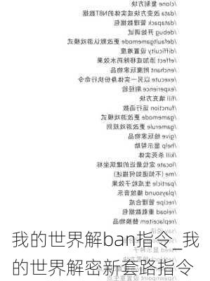 我的世界解ban指令_我的世界解密新套路指令