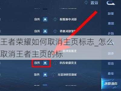 王者荣耀如何取消主页标志_怎么取消王者主页的标