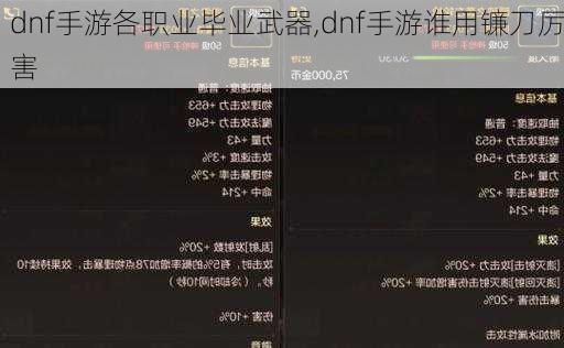 dnf手游各职业毕业武器,dnf手游谁用镰刀厉害