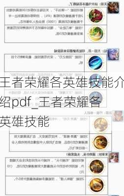 王者荣耀各英雄技能介绍pdf_王者荣耀各英雄技能