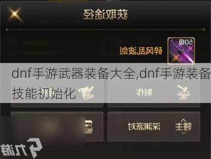 dnf手游武器装备大全,dnf手游装备技能初始化