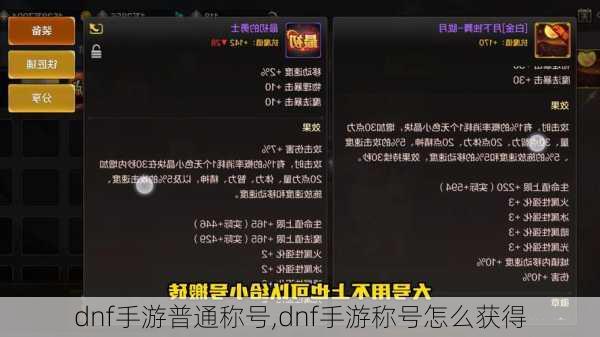 dnf手游普通称号,dnf手游称号怎么获得
