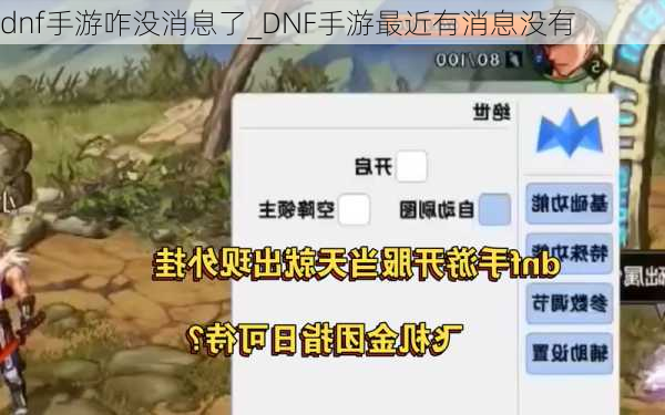 dnf手游咋没消息了_DNF手游最近有消息没有