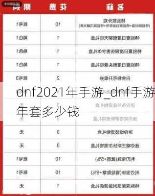 dnf2021年手游_dnf手游年套多少钱