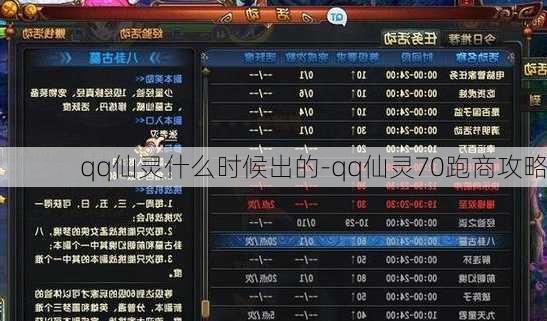 qq仙灵什么时候出的-qq仙灵70跑商攻略