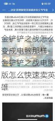 金铲铲之战怎么变成电脑那样-金铲铲之战电脑版怎么快速卖英雄