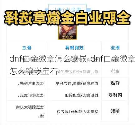 dnf白金徽章怎么镶嵌-dnf白金徽章怎么镶嵌宝石