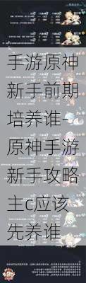 手游原神新手前期培养谁-原神手游新手攻略主c应该先养谁