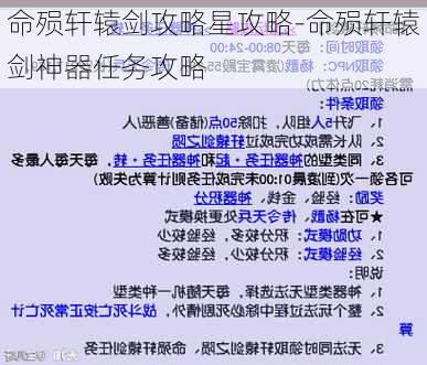 命殒轩辕剑攻略星攻略-命殒轩辕剑神器任务攻略