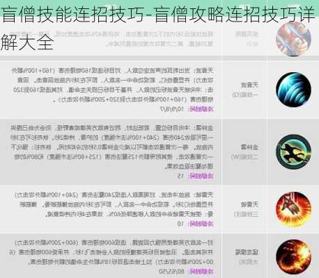 盲僧技能连招技巧-盲僧攻略连招技巧详解大全